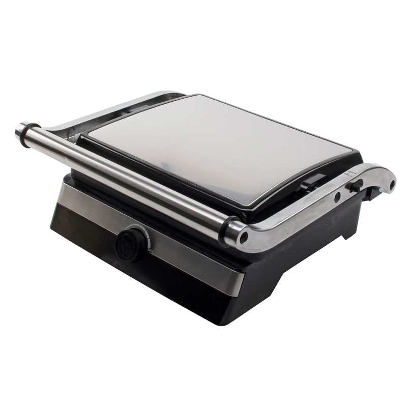 What should I do if the electric panini grill makes unusual noises during operation?