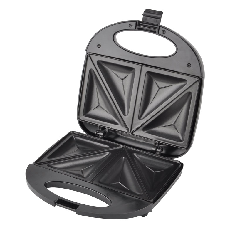 What material is the baking tray of a home sandwich machine made of?