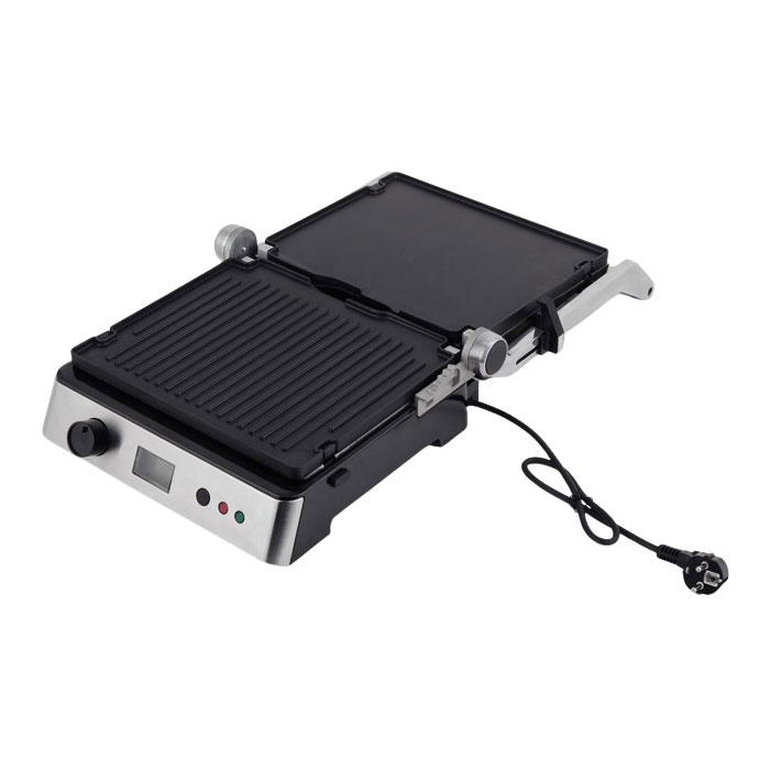 What food-grade material standards must the components of an electric contact grill meet?